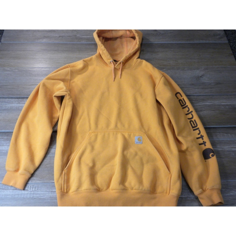 Carhartt Hoodie Sweatshirt Mens M Marigold Heather Iconic Midweight Logo Work